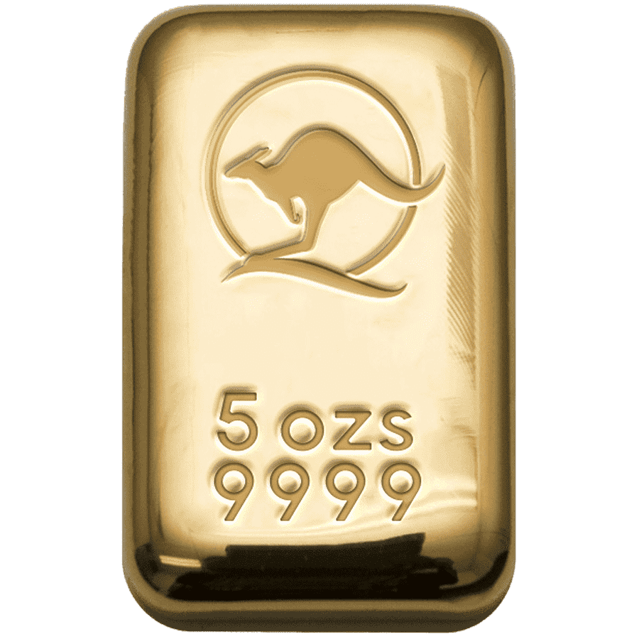 Picture of 5oz Queensland Mint Kangaroo Gold Cast bar