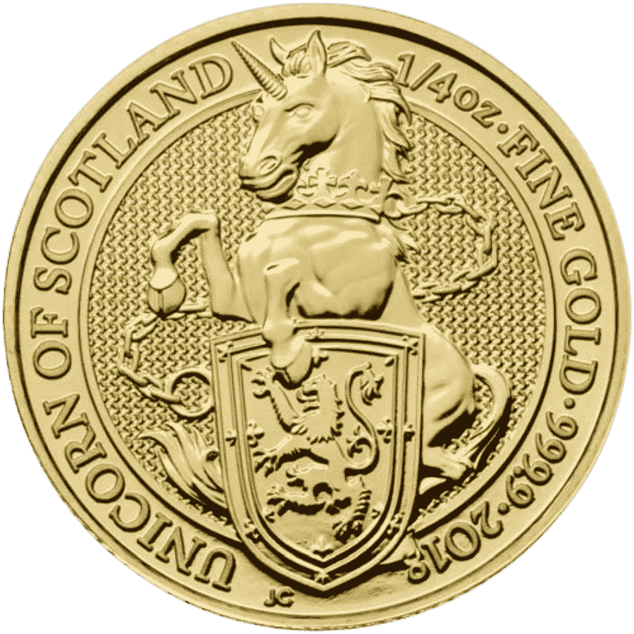 Picture of 2018 1/4oz Great Britain Queen‚Äôs Beasts - Unicorn of Scotland BU Gold Coin